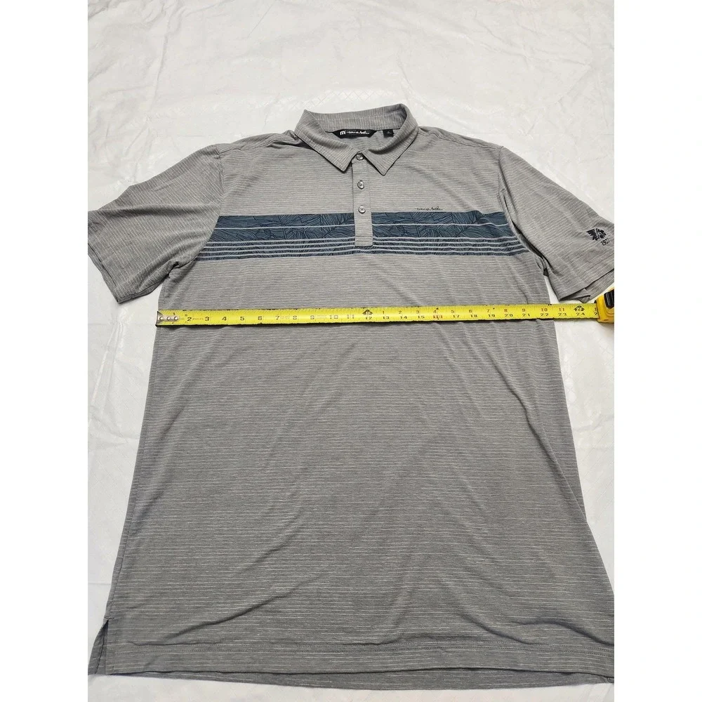 TravisMathew Polo Shirt Mens XL Gray Palm Print Golf Performance Stretch 1MX124